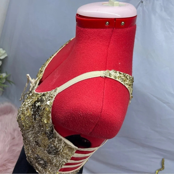 Venus sequence beaded tan top velvet skirt body on evening/club dress size 2 - Picture 10 of 16